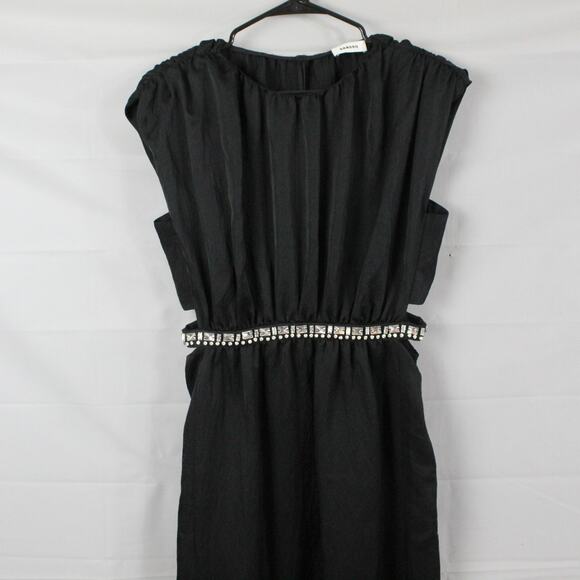 Sandro Dress 38 6 Crystal Embellished Crinkled Satin Twill Midi Party Luxury - Picture 4 of 14